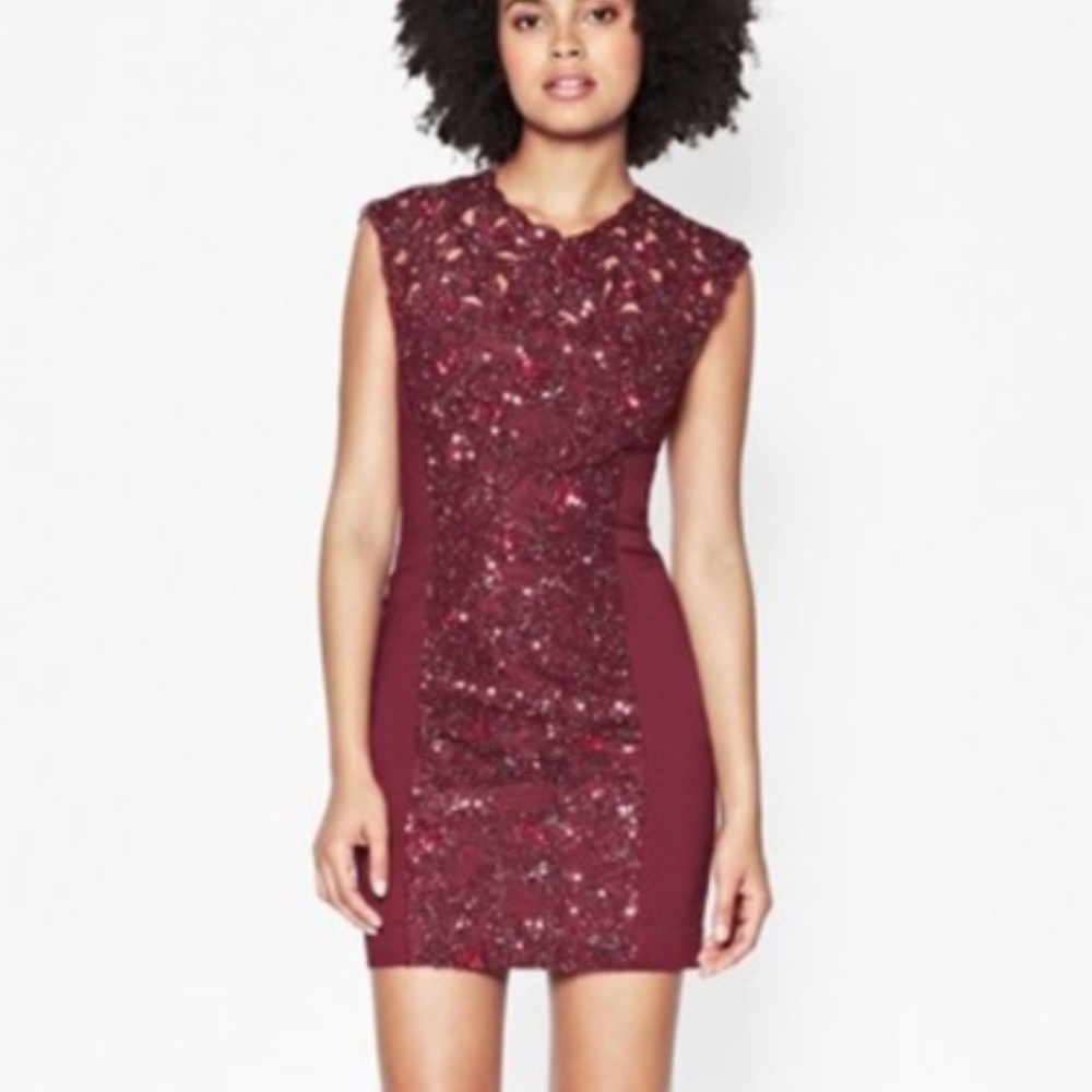 French Connection Burgundy Cocktail Dress